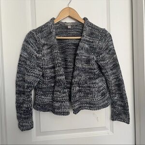 J.Jill Cropped Open Cardigan Women’s Size M Marled Gray Blue Thick Knit Sweater